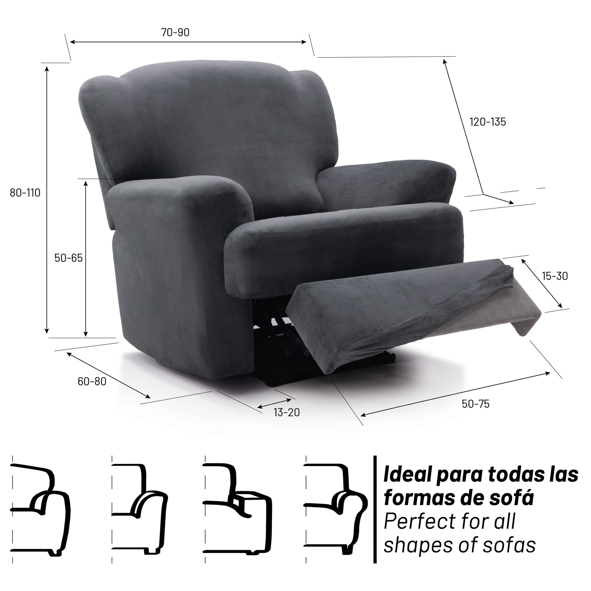 Funda TERCIOPELO ANTIMANCHAS Multi elástica para RELAX modelo VERONICA