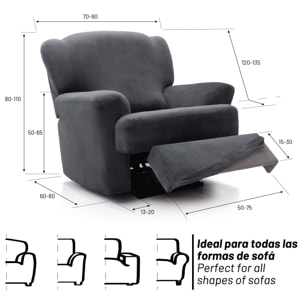 Funda TERCIOPELO ANTIMANCHAS Multi elástica para RELAX modelo VERONICA