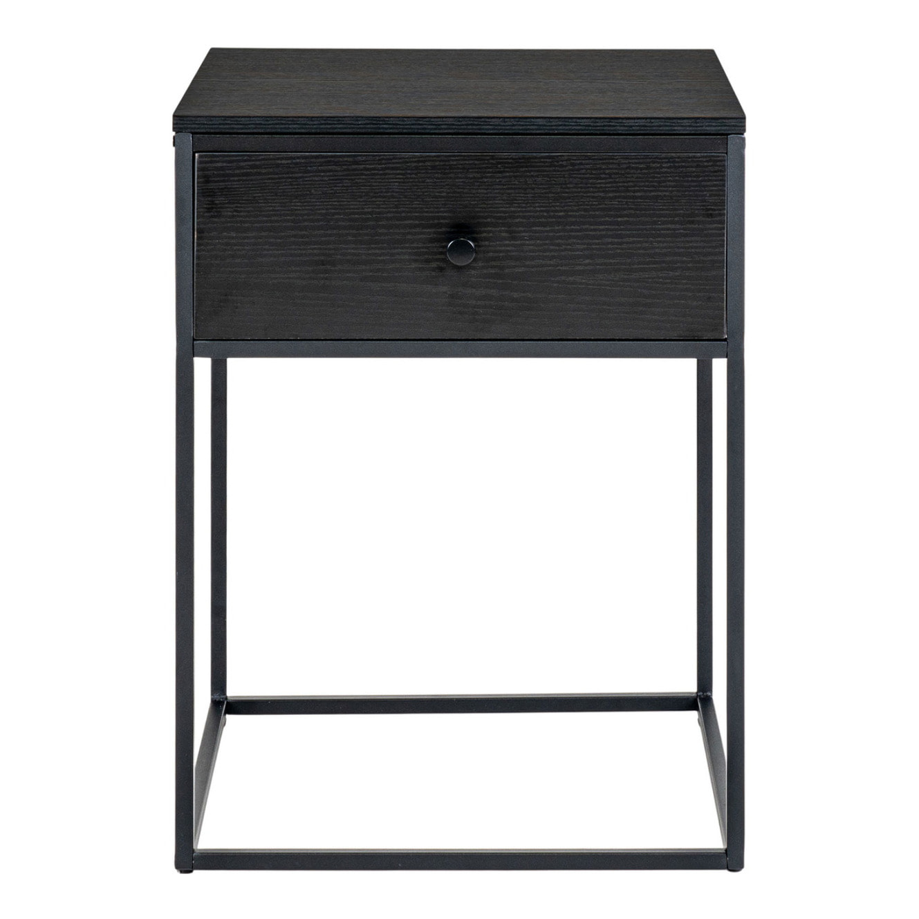 Tavolino Vita con cassetto in MDF e acciaio nero 40x40x55 cm