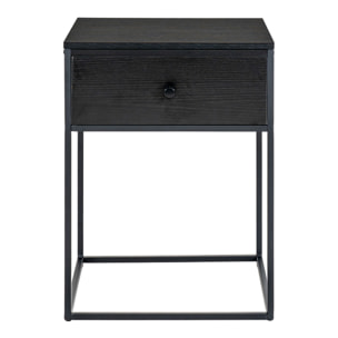 Tavolino Vita con cassetto in MDF e acciaio nero 40x40x55 cm