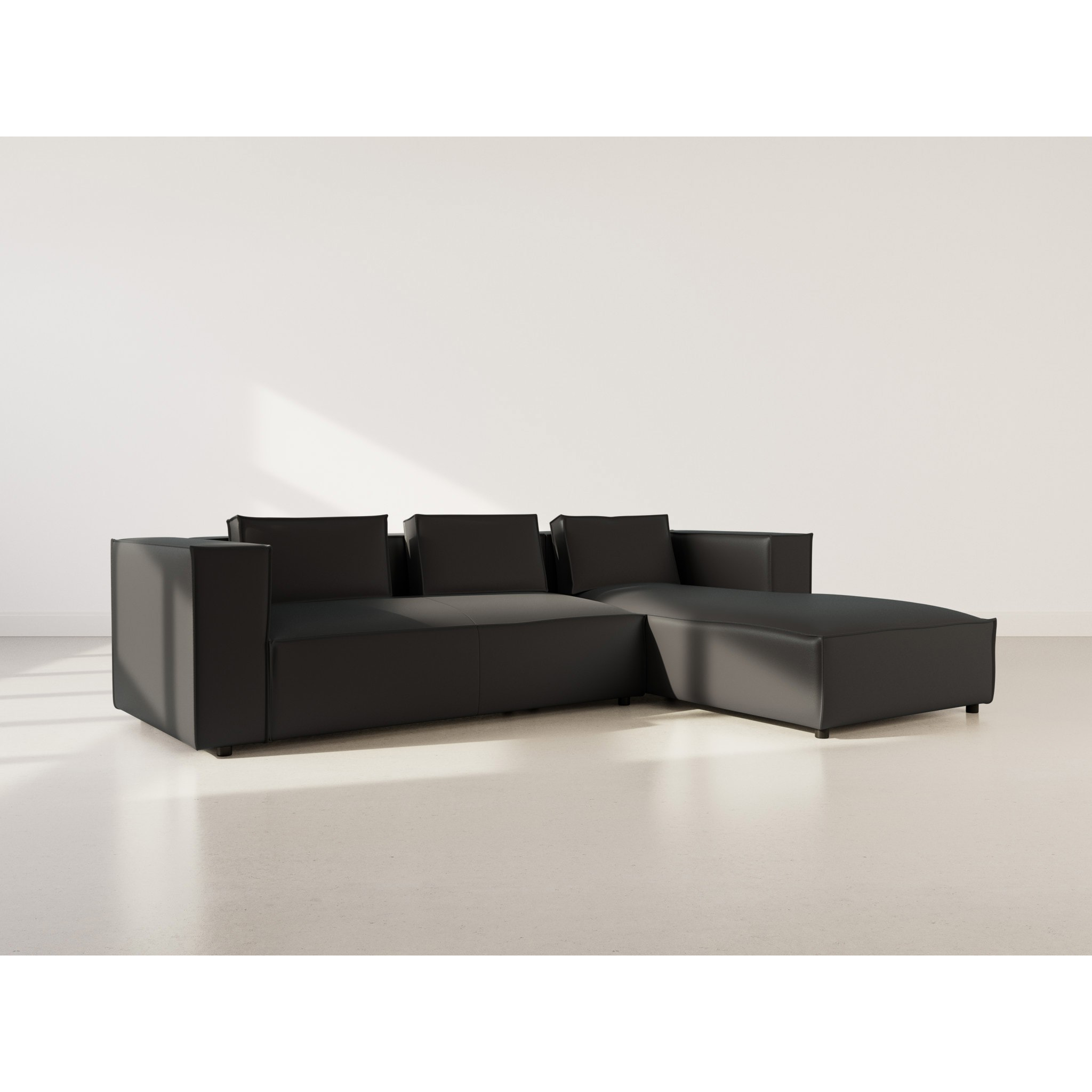 Stella - canapé d'angle droit 4 places en simili - Noir