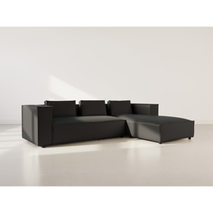 Stella - canapé d'angle droit 4 places en simili - Noir
