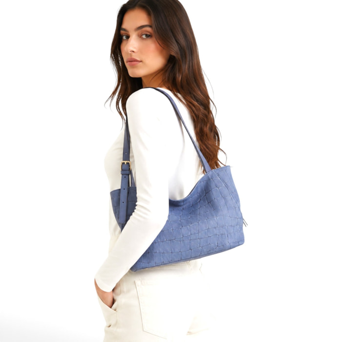 Borsa a Spalla Cheval Firenze Sarin Croc Blu Pervinca