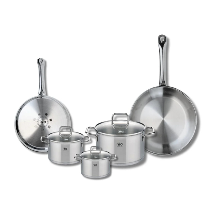 Set de 2 Poêles de cuisson 24 et 28 cm et 3 faitouts 12, 14 et 20 cm Elo Profi Citrin