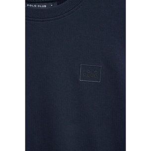 Maglietta blu marino con microstruttura e toppa Polo Club