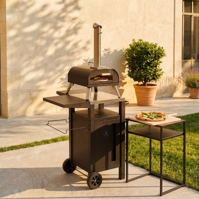 Pack four à pizza avec chariot BBQ, accessoires et housses de protection