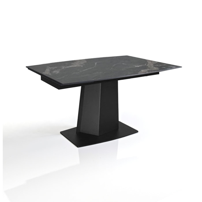 Table à manger extensible Tomasucci SAFIR, en céramique effet marbre noir, 140/170/200 × 89 × 77 cm