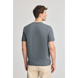 Maglietta grigio pietra basic a girocollo e ricamo Rigby Best