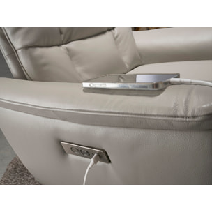 Sillón Angel Cerdá relax giratorio con reposabrazos con asiento y respaldo tapizados en piel de origen vacuno en gris patas de acero inoxidable en epoxi negro 85x80x106cm