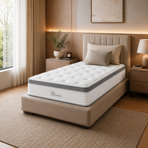 Matelas à ressorts ensachés de 25 cm en mousse - Blanc