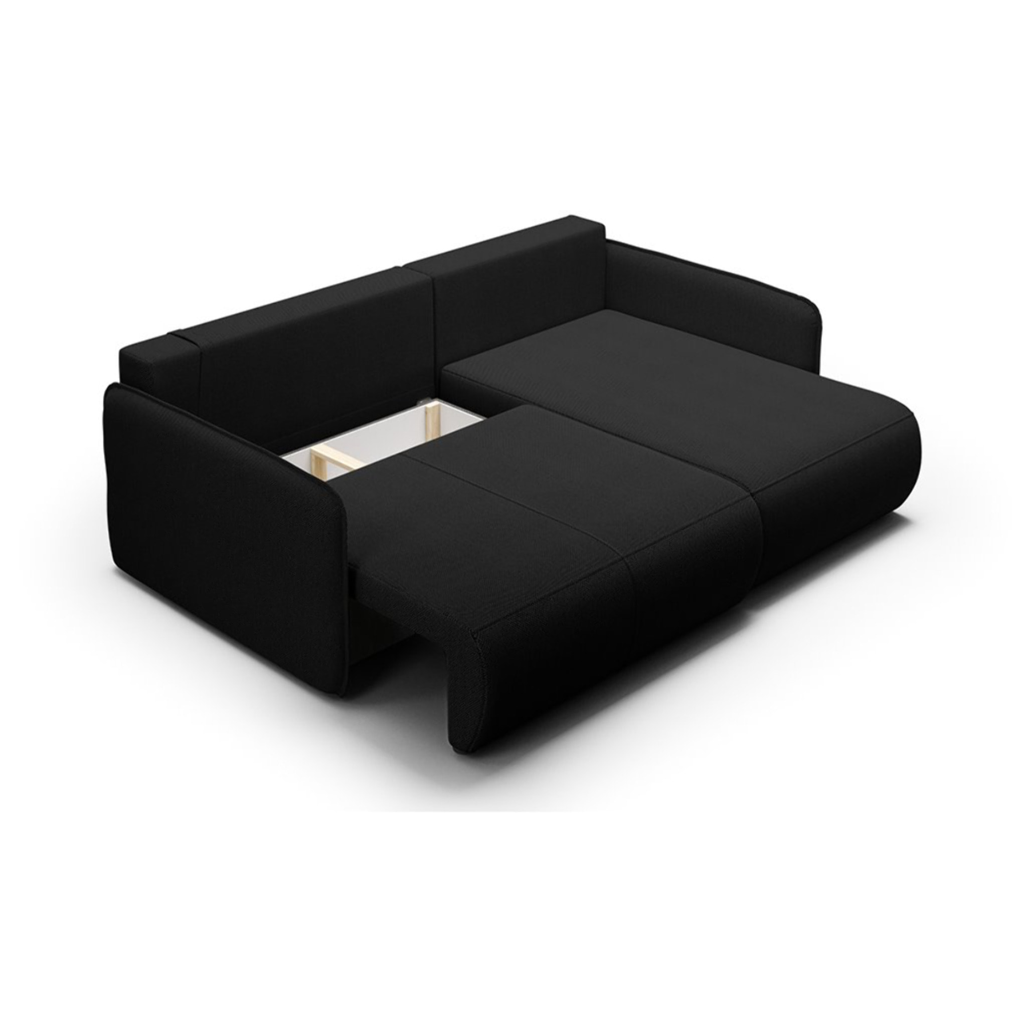 MILO - Canapé d'angle droit 4 places en tissu noir