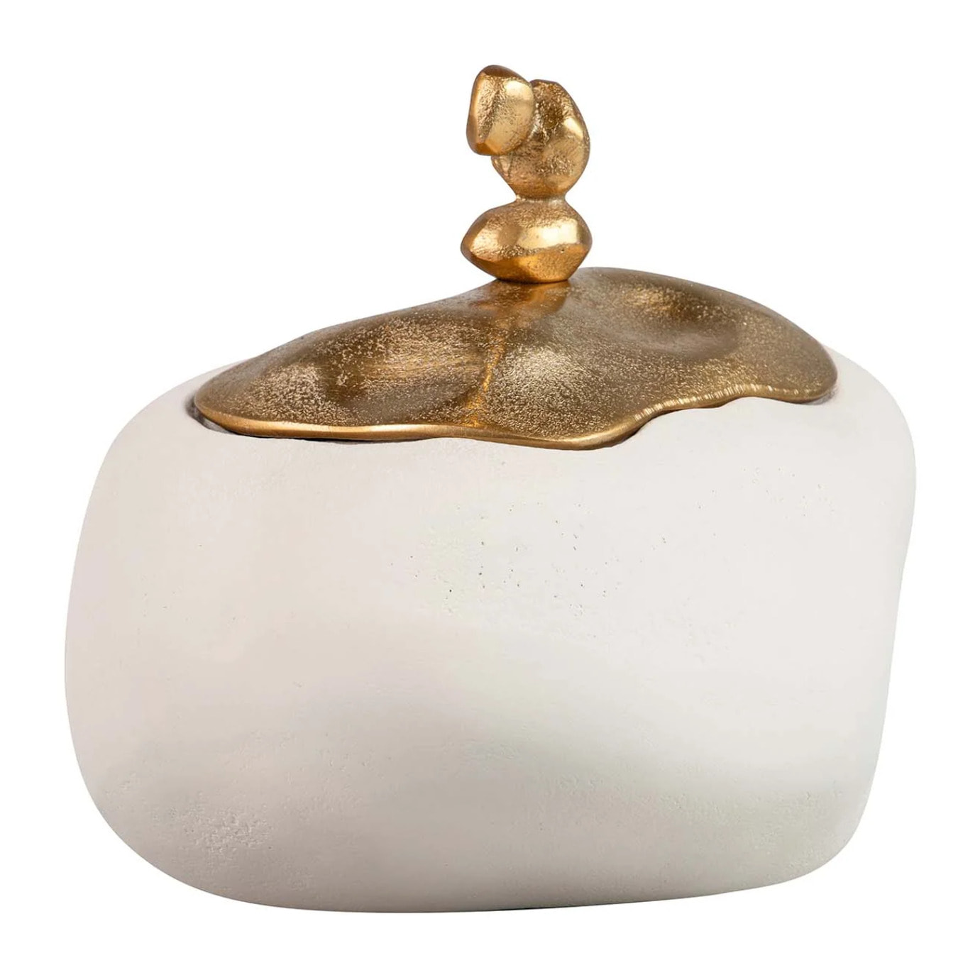 Bombonera Aluminio Blanco / Dorado 23x20x19 Cm