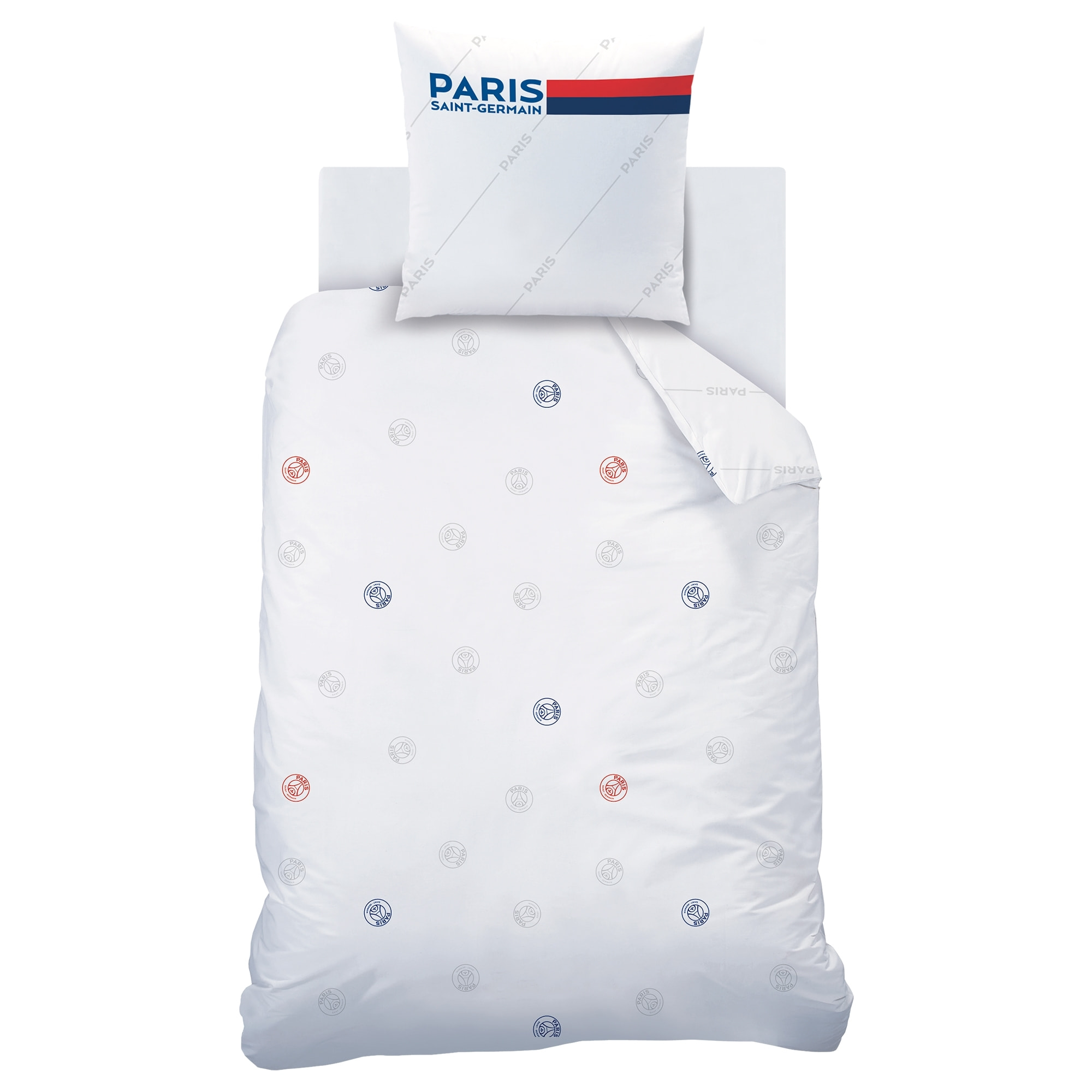 Parure de lit imprimée 100% coton, PSG RETRO WHITE