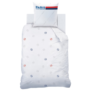 Parure de lit imprimée 100% coton, PSG RETRO WHITE