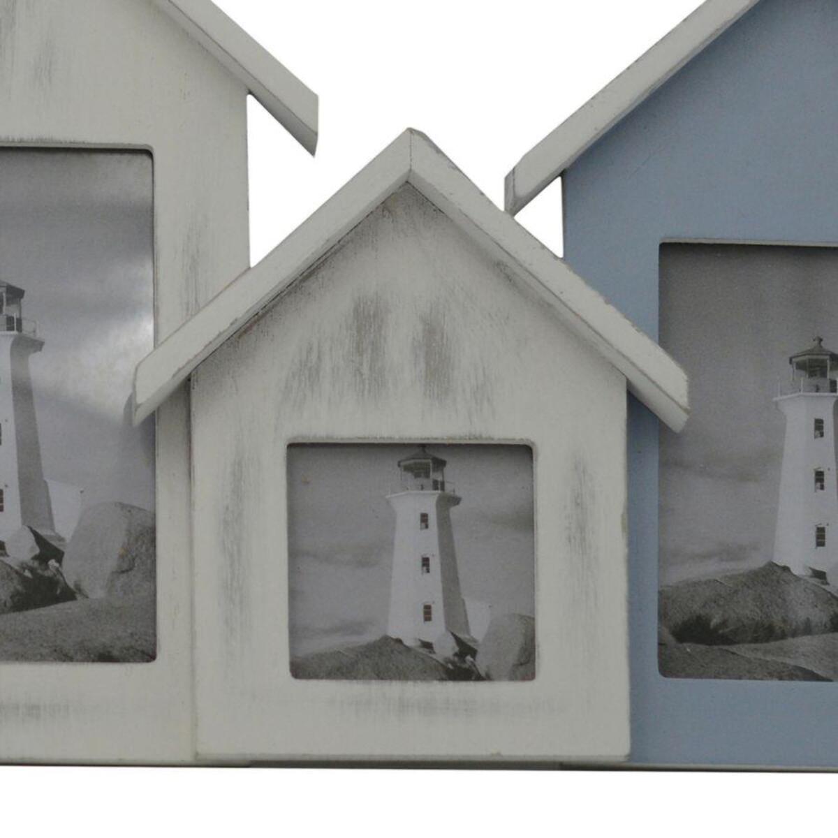 Portafoto cabine mare in legno multiplo 5 foto cm60x3,5h26