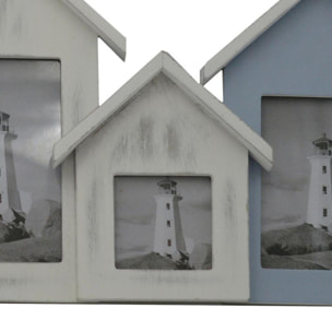 Portafoto cabine mare in legno multiplo 5 foto cm60x3,5h26