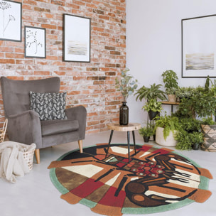 Tapis salon et chambre fait à la main en laine motif fresque LUNICIA