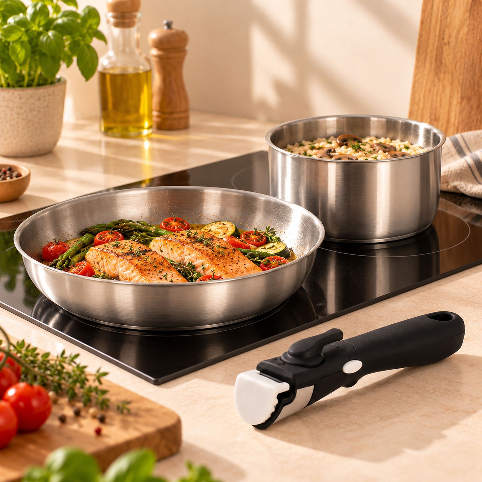 Batterie de cuisine 8 pièces en acier inoxydable - tous feux IRIS
