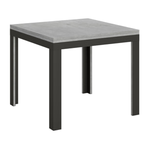 Mesa tipo libro 90x90/180 cm Linea Libra Cemento estructura Antracita