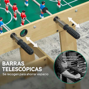 Futbolín para Niños de Madera, Mesa de Futbolín con 2 Marcadores, 8 Asas, 22 Jugadores y Barras Telescópicas, para Niños de +6 Años y Adultos, Familias, Fiestas, 114x78x88 cm, Natural