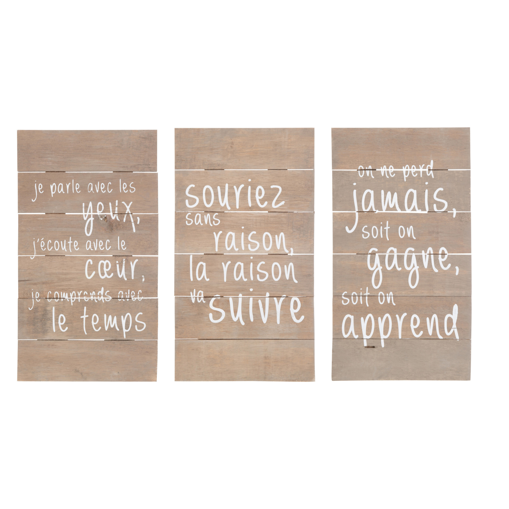 J-Line Panneaux Inspirants Bois Naturel Assortiment De 3