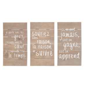 J-Line Panneaux Inspirants Bois Naturel Assortiment De 3