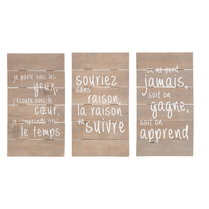 J-Line Panneaux Inspirants Bois Naturel Assortiment De 3