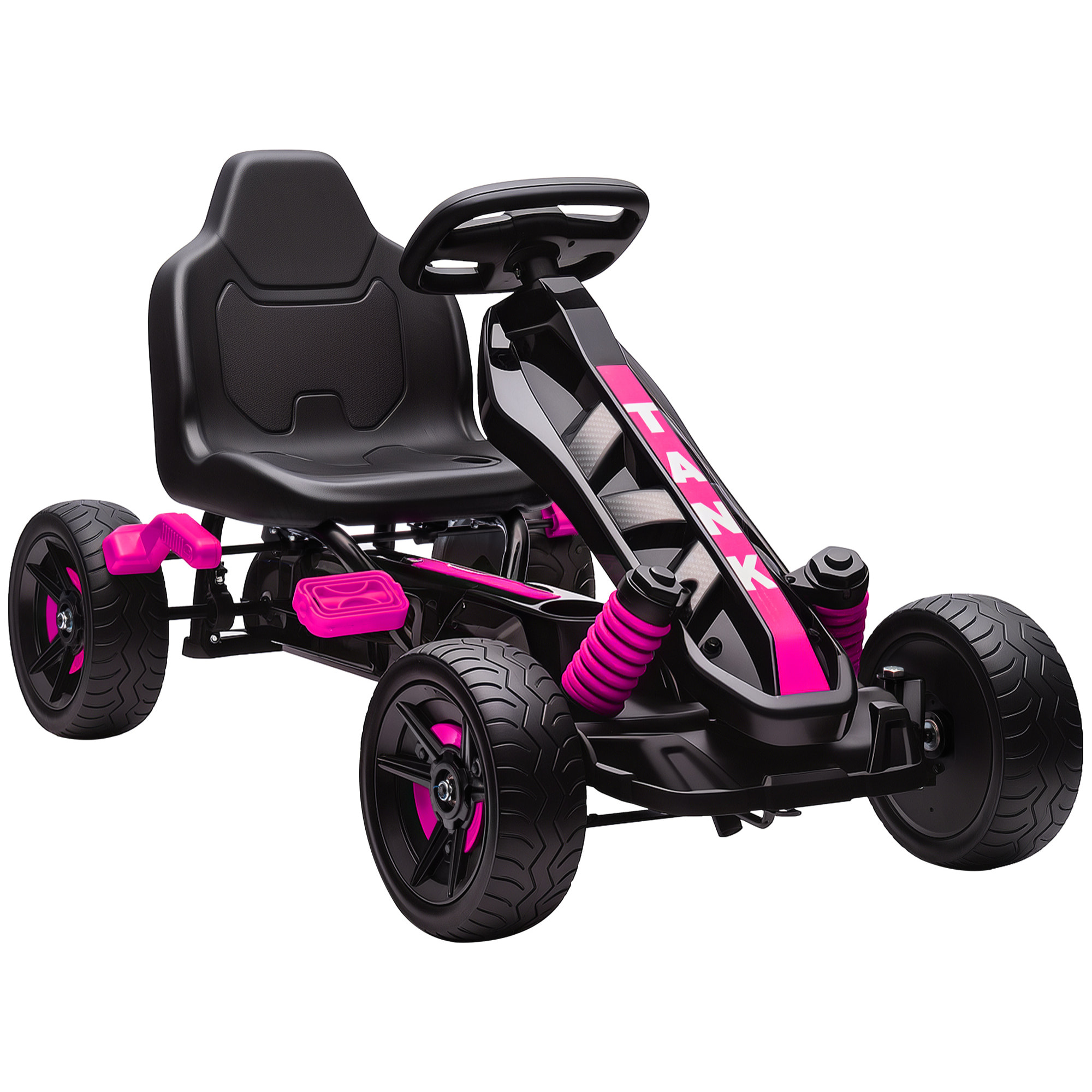 AIYAPLAY Kart Pedales para Niños de 3-6 Años Go Kart con Embrague Automático Freno Ruedas Antideslizantes de EVA y Marco Metálico Carga 50 kg Rosa