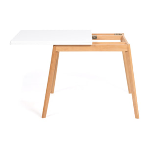 Table à manger dépliable Scandi bois et blanc 80-160cm