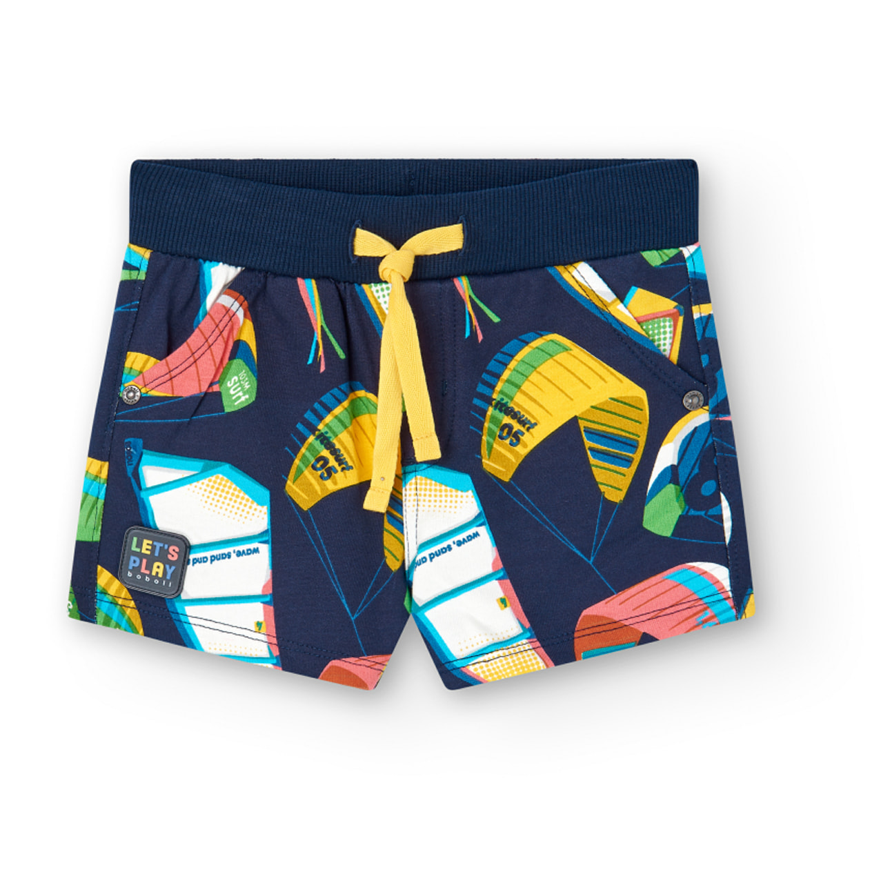 Bermudas estampadas bebÃ© niÃ±o, felpa, azul marino, 308090