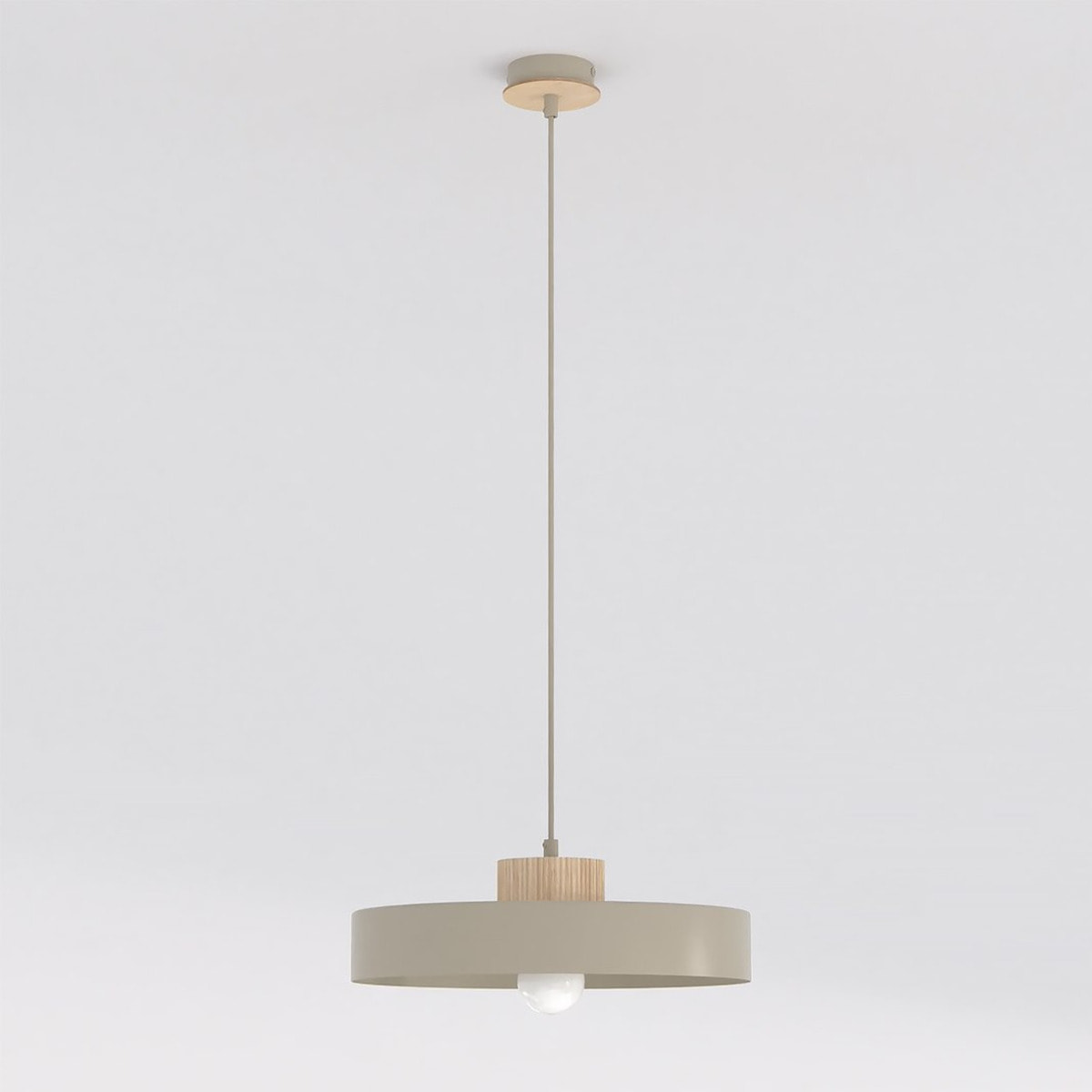 Lampada a sospensione KIVI in acciaio color mokka e legno
