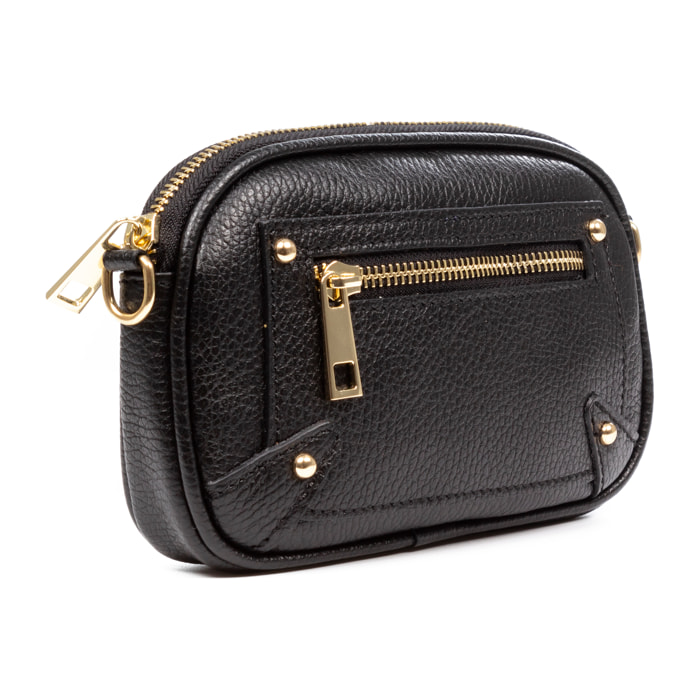 Asola borsa a tracolla, in pelle autentica finitura dollaro.