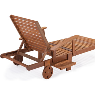 Bain de soleil pliant en bois exotique "Tokyo" - Maple - Marron clair - Lot de 4