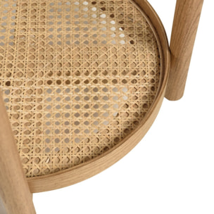 AMY - Table d'appoint en mindi 45.5cm avec tablette en rotin naturel AMY