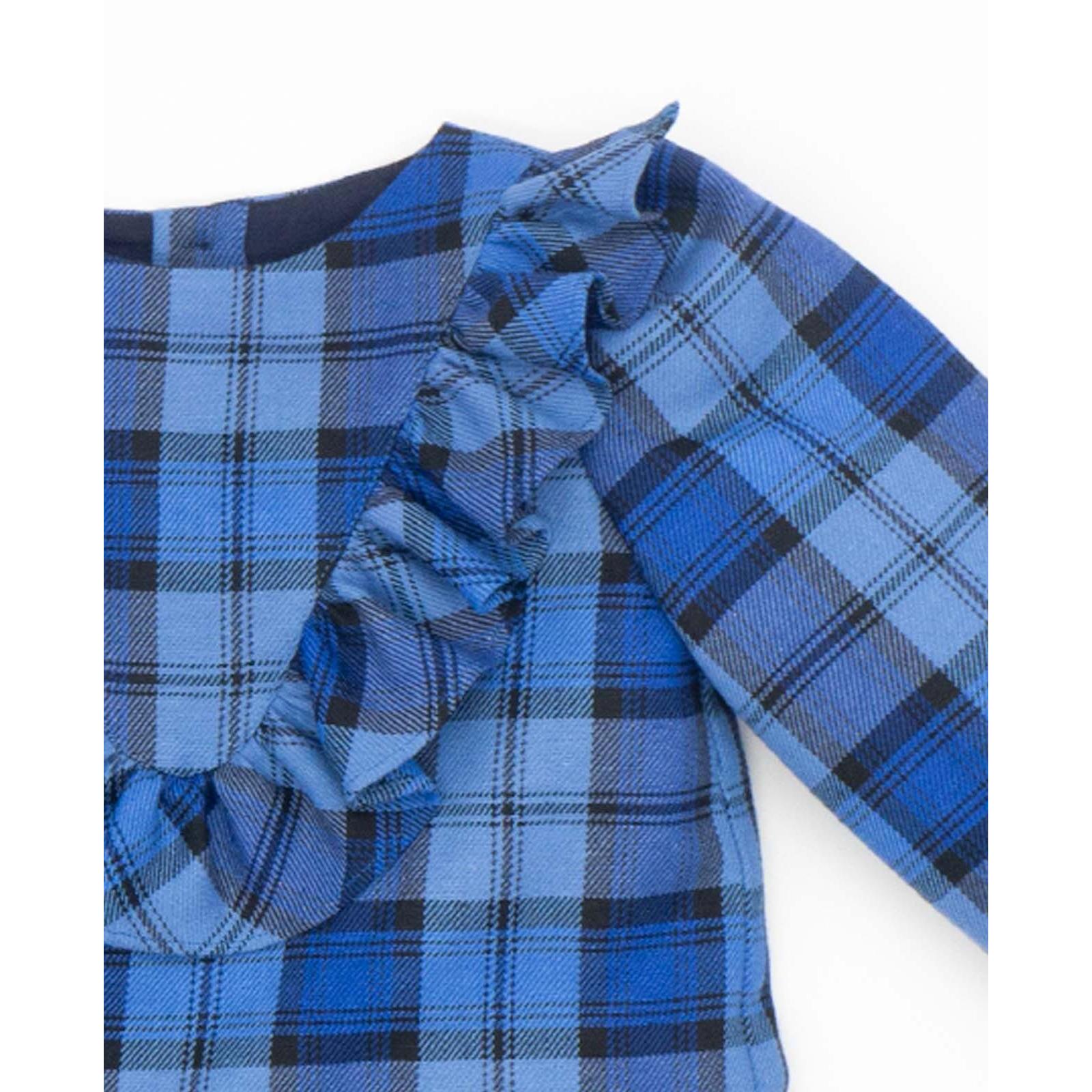 Vestido cuadros azules con volante delantero