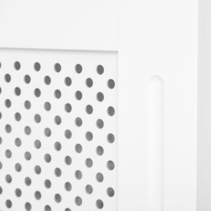 Cubre Radiadores, 151,5x19x82 cm, Cubierta para Radiador Moderna de MDF, con Estante Superior y Listones, para Salón, Dormitorio, Pasillo, Blanco