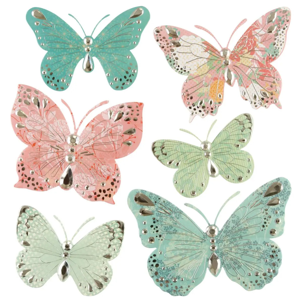 Lot de 6 stickers "Papillon" - 30x30 cm