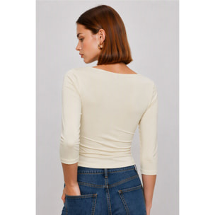 Kocca - T-shirt aderente con arricciatura centrale e scollo rotondo Donna