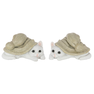 J-Line figurine Chat - polyrésine - vert/blanc - large - 2 pcs