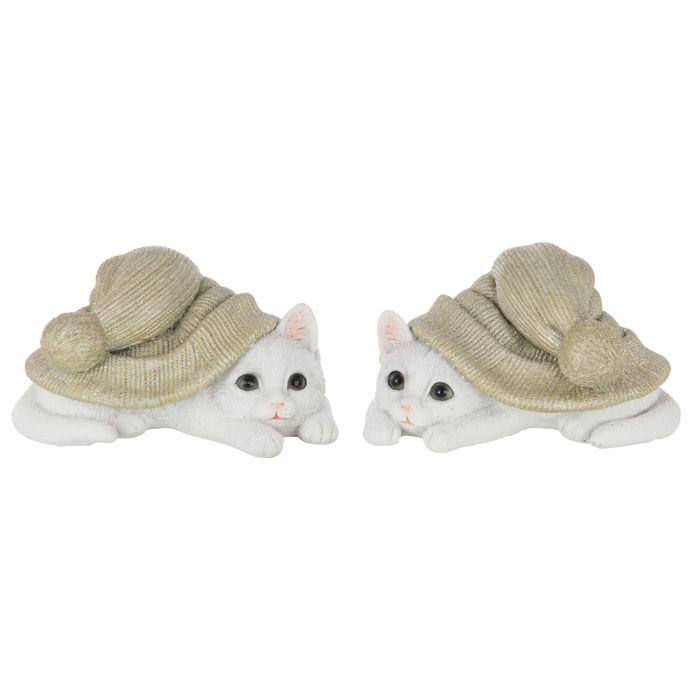 J-Line figurine Chat - polyrésine - vert/blanc - large - 2 pcs