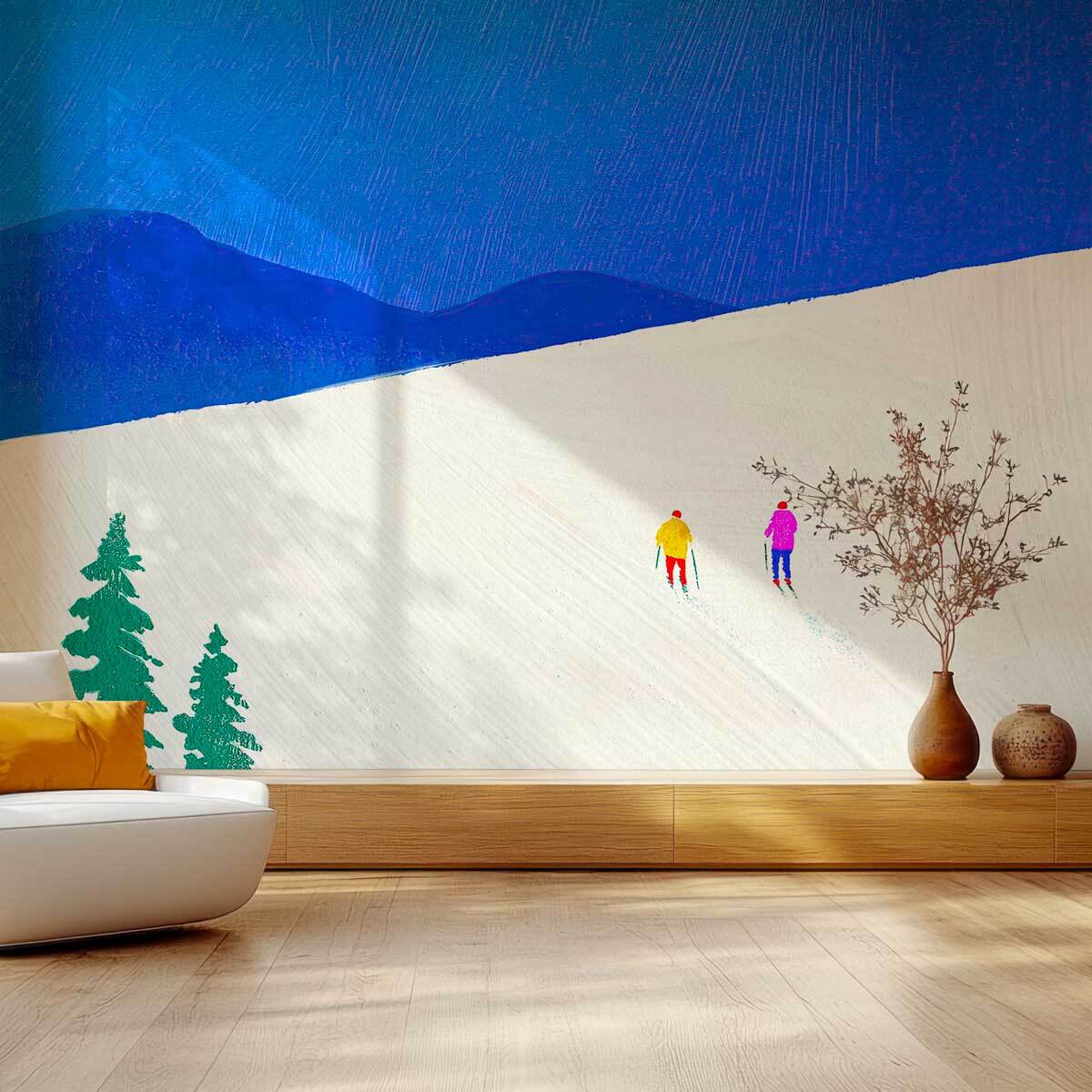 Papier peint panoramique scène sportive Intissé