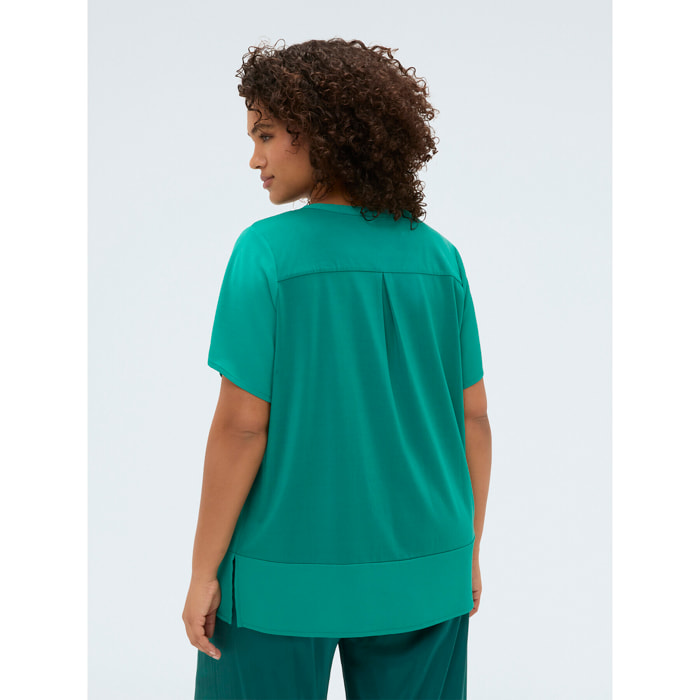 Fiorella Rubino - Camiseta de mezcla de lyocell con botones - Green Water