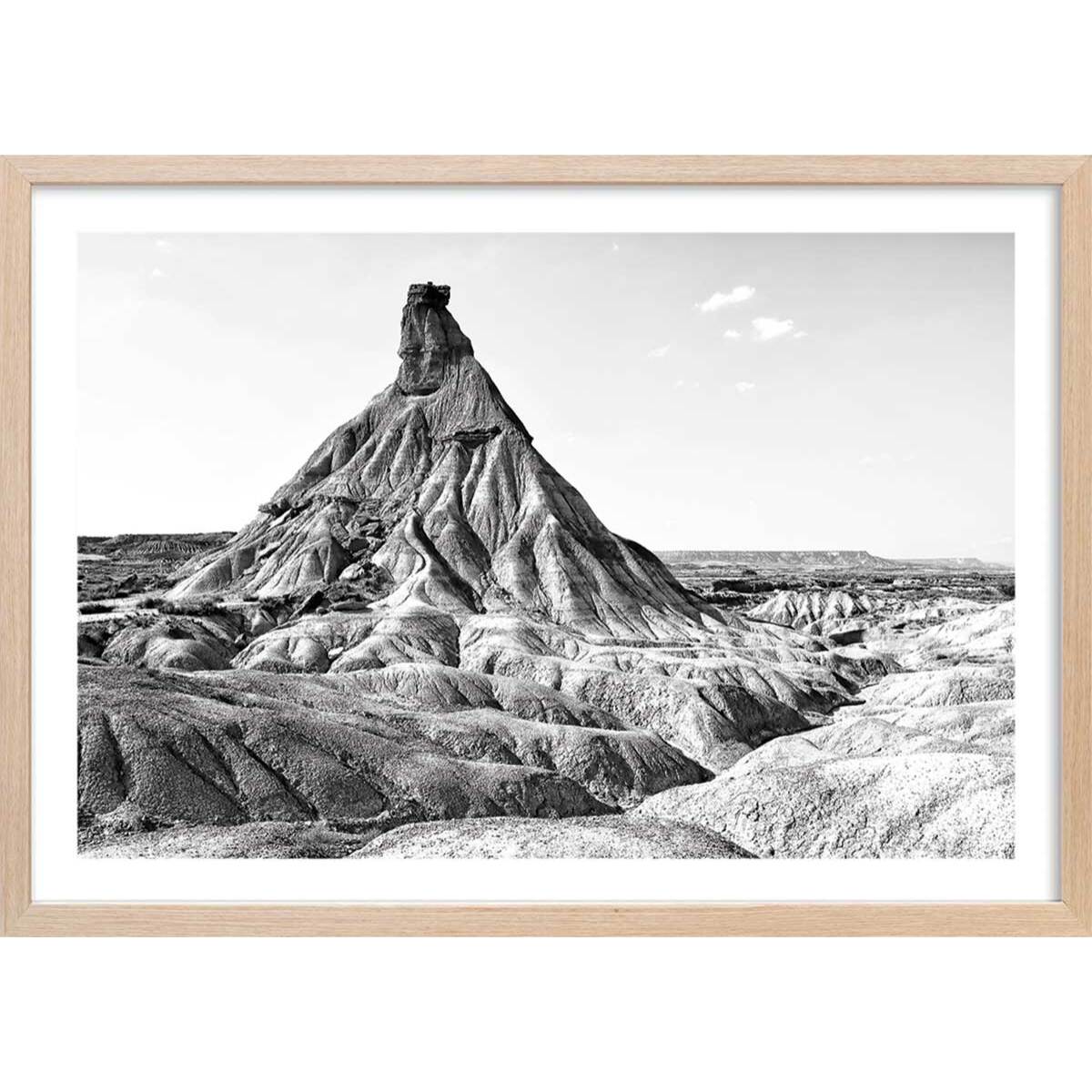 Affiche  piton de los bardenas Affiche + cadre en bois - Chêne