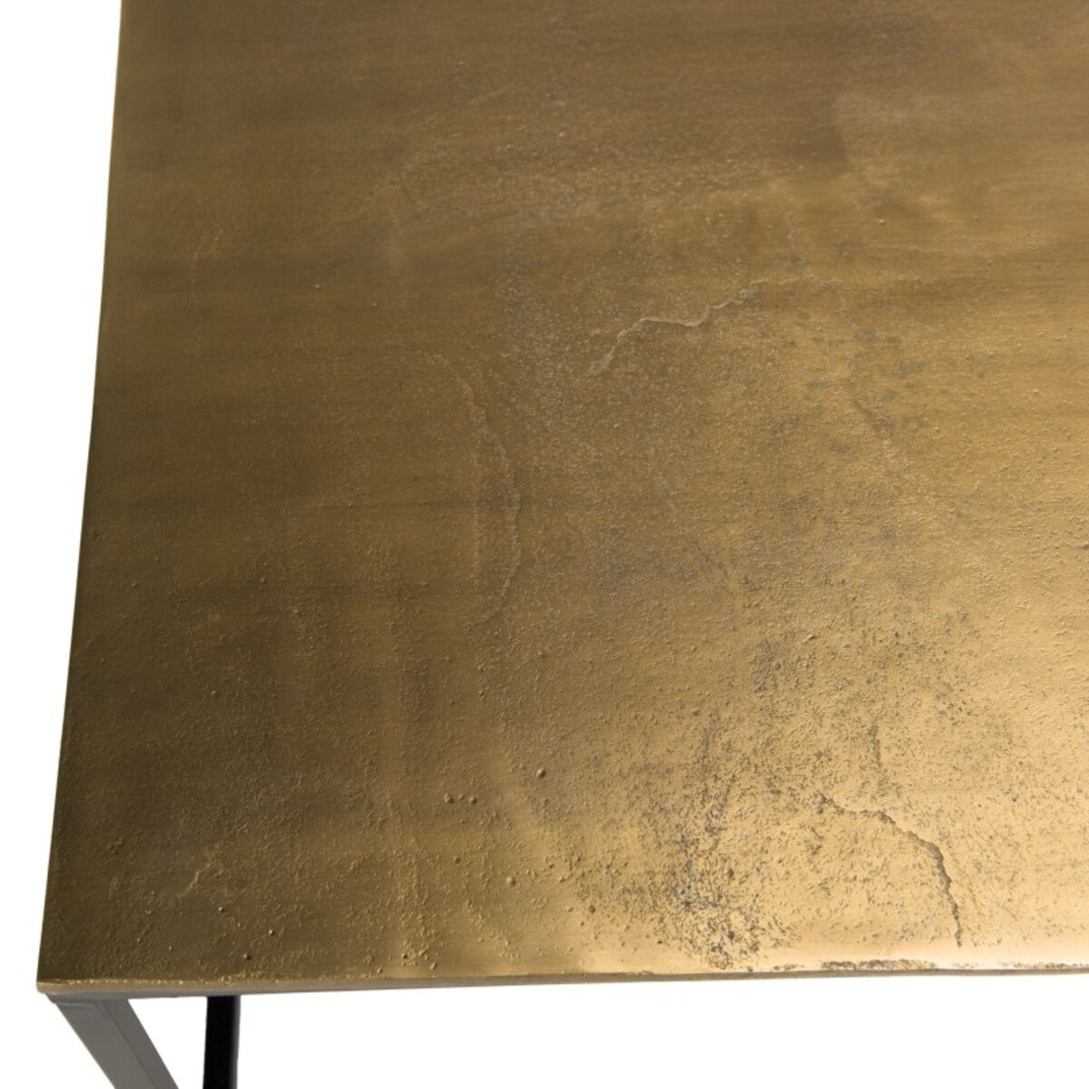 JOHAN - Table basse rectangulaire 98x57cm aluminium doré pieds noirs