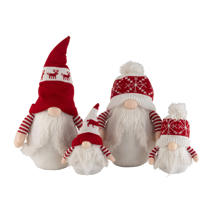 J-Line figurine de Noël Nain - textile - rouge/blanc - medium - 2 pcs