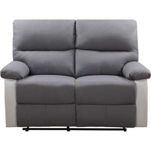 Canapé relax "Lincoln" - 147 x 89 x 103 cm - 2 places - Blanc / gris clair