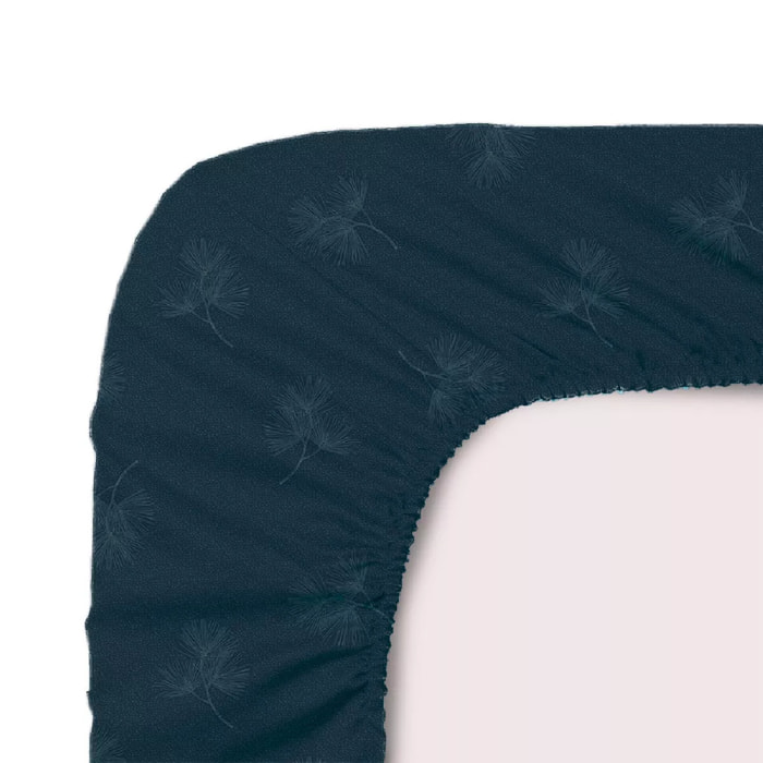 Drap housse b35 satin de coton imprimé bleu Marronniers bleu
