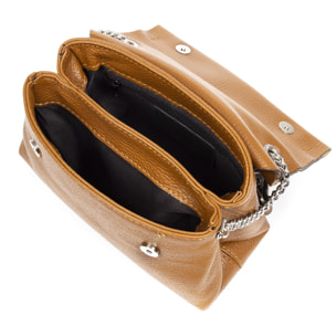 Aielli Borsa a tracolla da donna. Pelle autentica finitura dollaro.