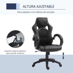 Silla de Escritorio de Oficina Ajustable en Altura Basculante Ergonómica Negro