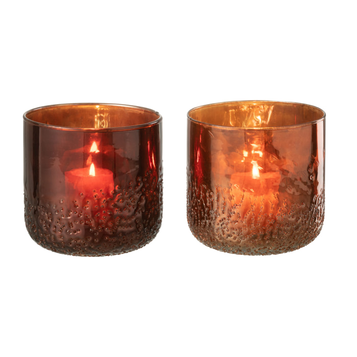 J-Line photophore Miroir - verre - cuivre/rouge - medium - 2 pcs